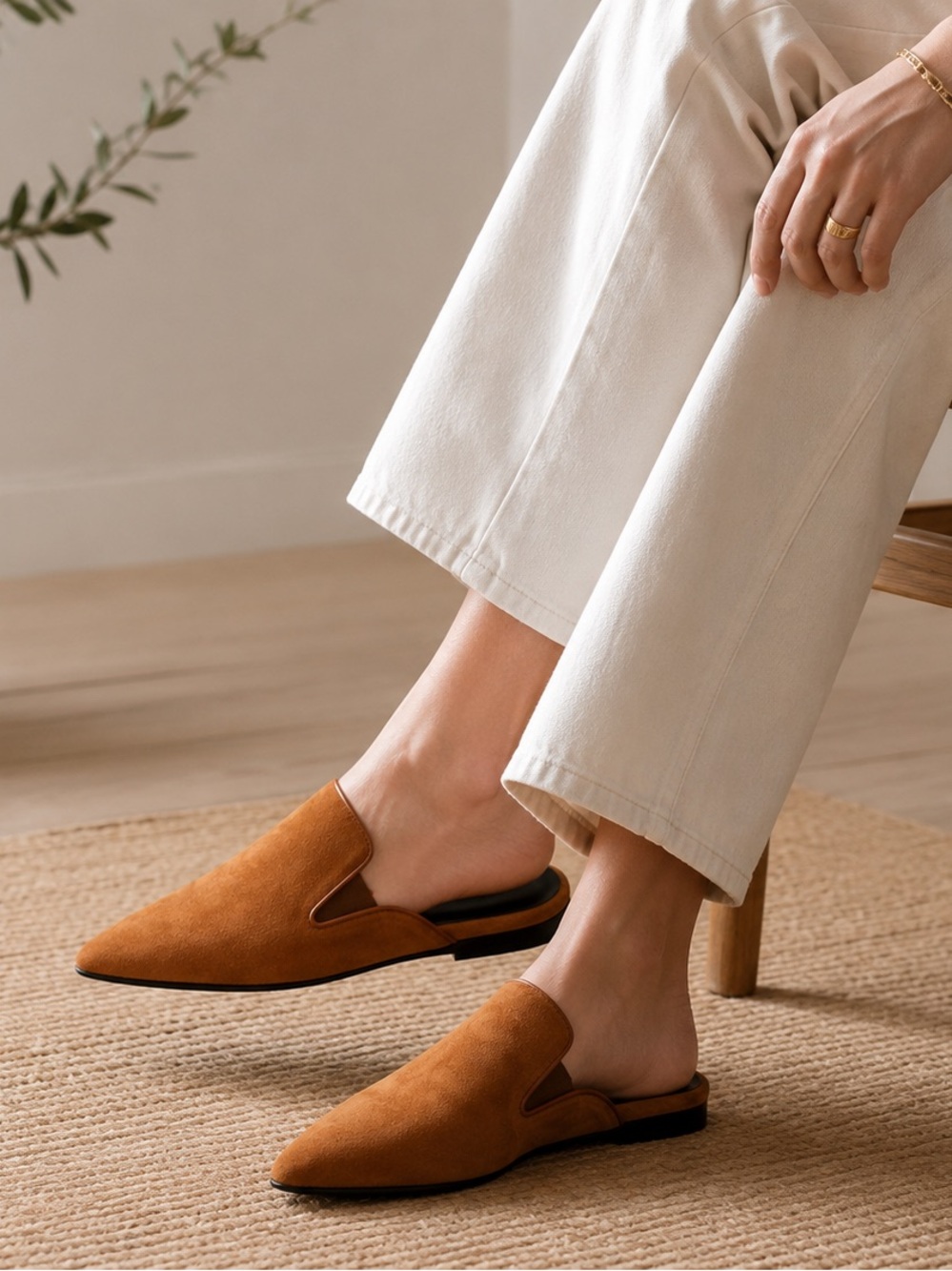 JENNI KAYNE Suede Mules in Saddle Size EU 38 US 8